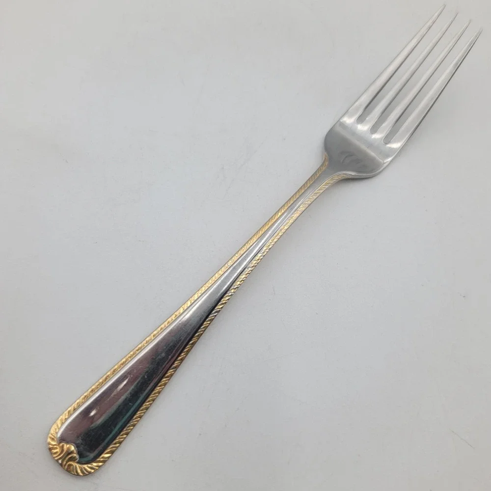 Retroneu RTRBRA Dinner Fork 18/8 Stainless Gold Accent Korea Flatware
